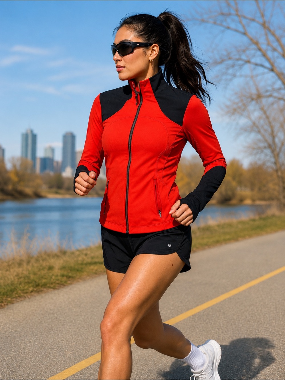 Lululemon Red & Black Full Zip Performance Jacket Size 8